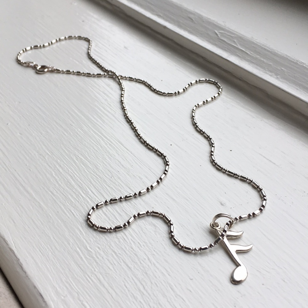 Sterling silver musical note necklace